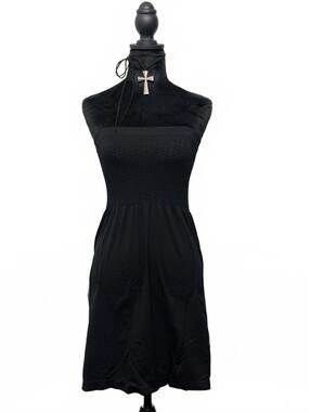 Y2K Majora Black Strapless Smocked Babydoll Mini Dress Sz S Tube Dress 2000s